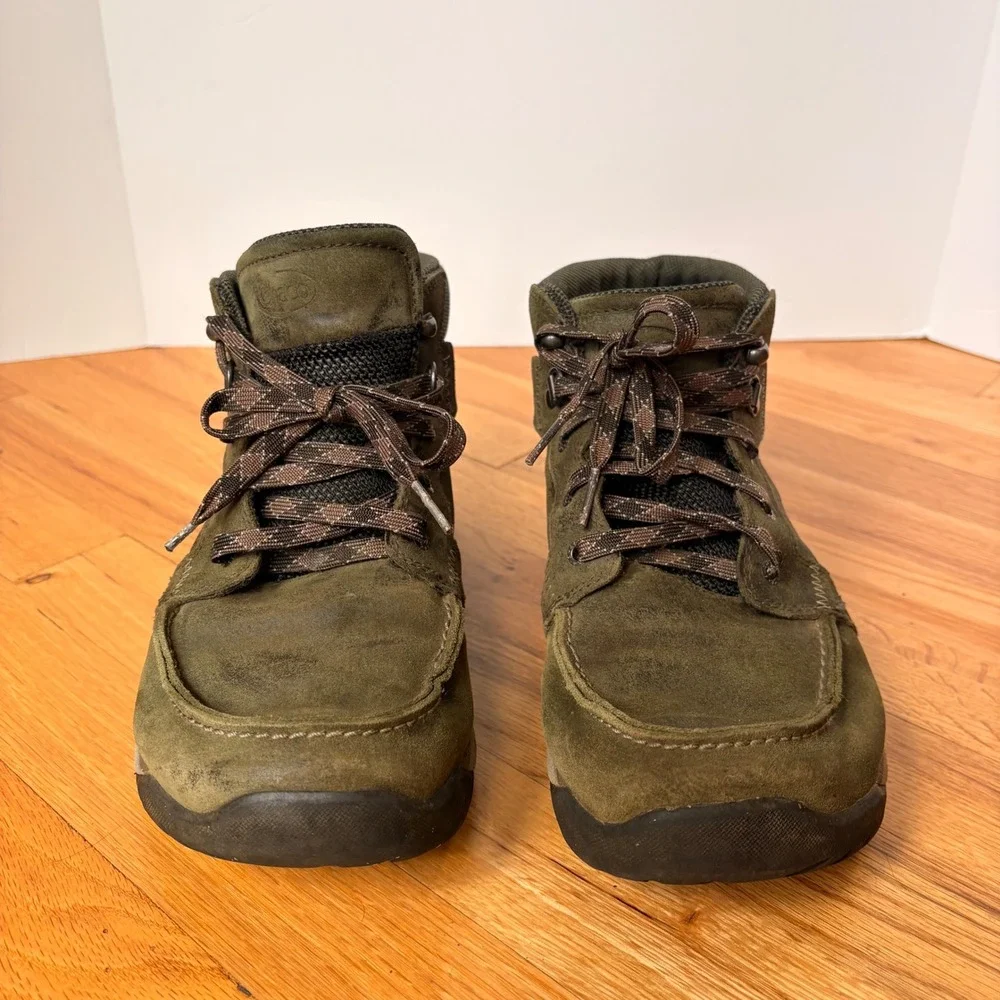 Chaco Mens Olive Green Suede Hiking Boots J105301 Mid Top Moc Toe Size 9